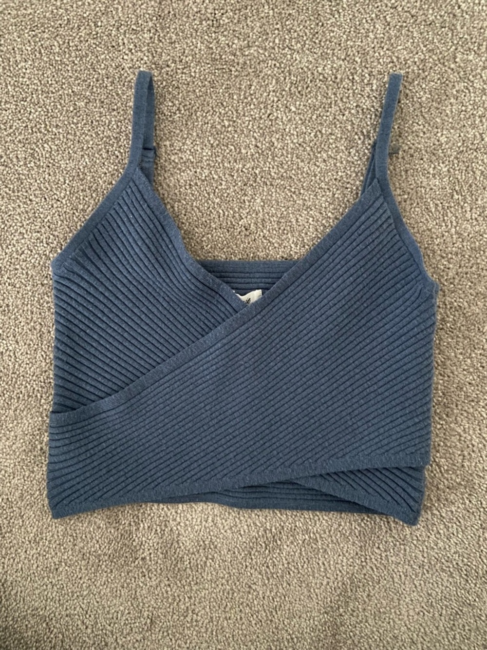 aerie Ribbed Wrap Camisole - Denim Blue